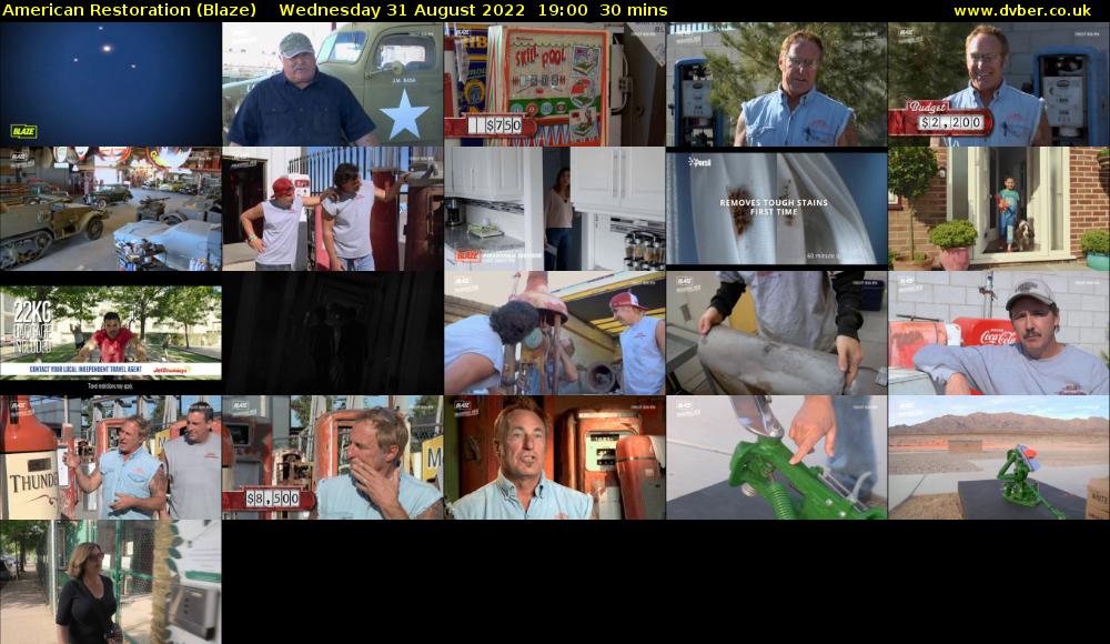 American Restoration (Blaze) Wednesday 31 August 2022 19:00 - 19:30