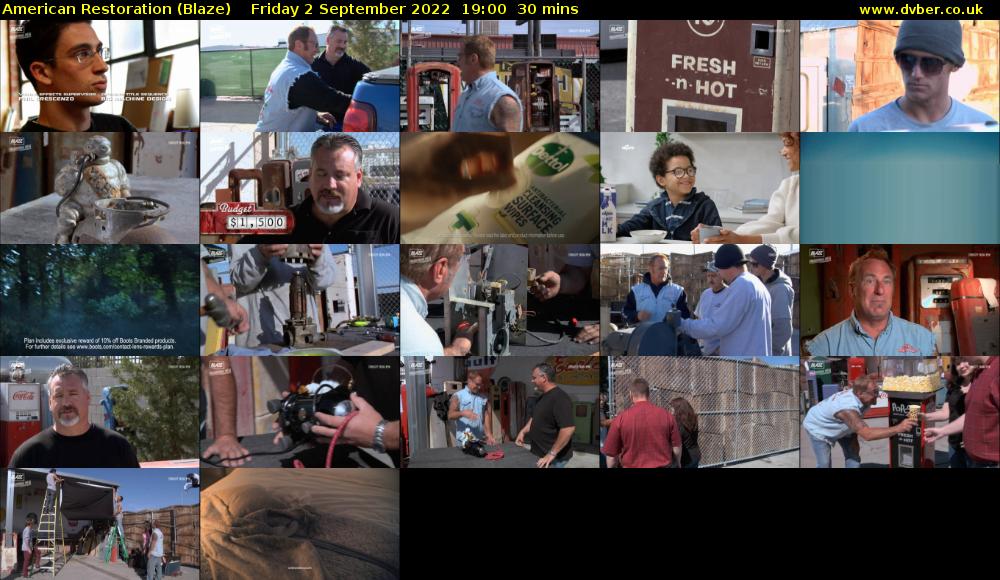 American Restoration (Blaze) Friday 2 September 2022 19:00 - 19:30