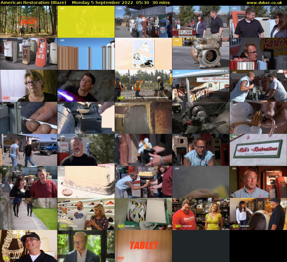American Restoration (Blaze) Monday 5 September 2022 05:30 - 06:00