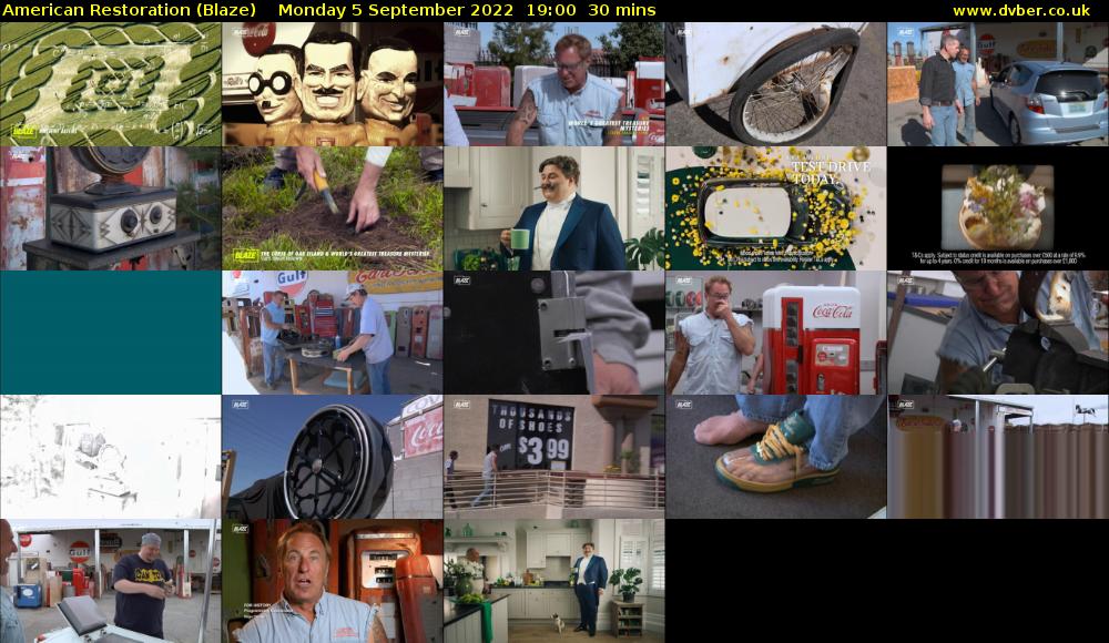 American Restoration (Blaze) Monday 5 September 2022 19:00 - 19:30