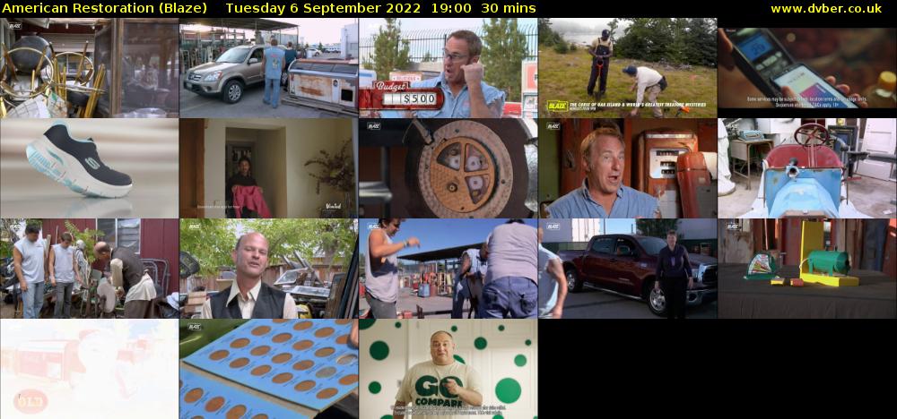 American Restoration (Blaze) Tuesday 6 September 2022 19:00 - 19:30