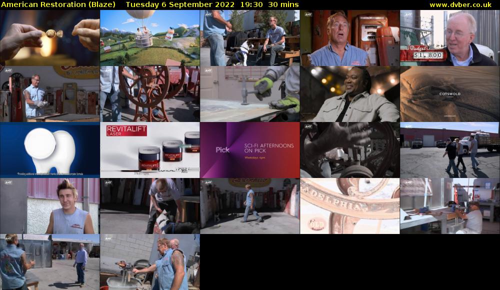 American Restoration (Blaze) Tuesday 6 September 2022 19:30 - 20:00