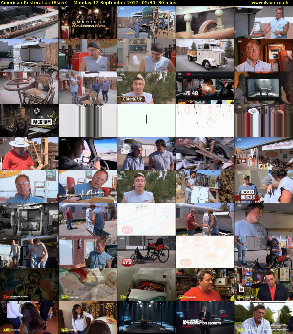 American Restoration (Blaze) Monday 12 September 2022 05:30 - 06:00