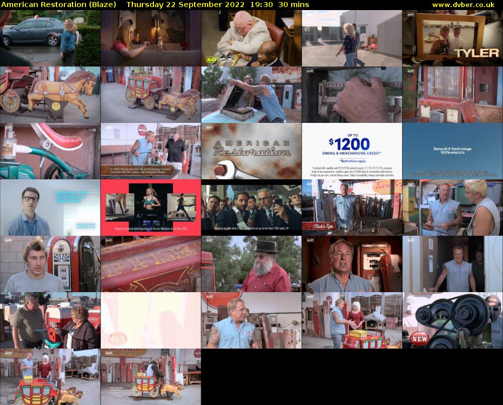American Restoration (Blaze) Thursday 22 September 2022 19:30 - 20:00