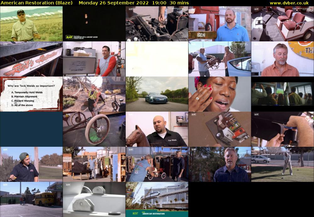 American Restoration (Blaze) Monday 26 September 2022 19:00 - 19:30