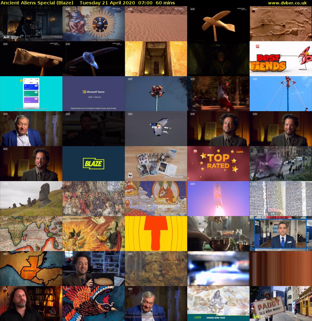 Ancient Aliens Special (Blaze) Tuesday 21 April 2020 07:00 - 08:00