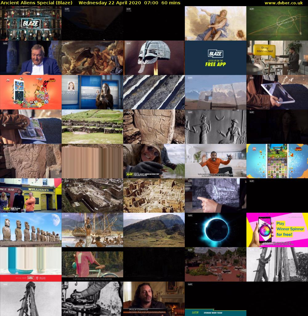 Ancient Aliens Special (Blaze) Wednesday 22 April 2020 07:00 - 08:00