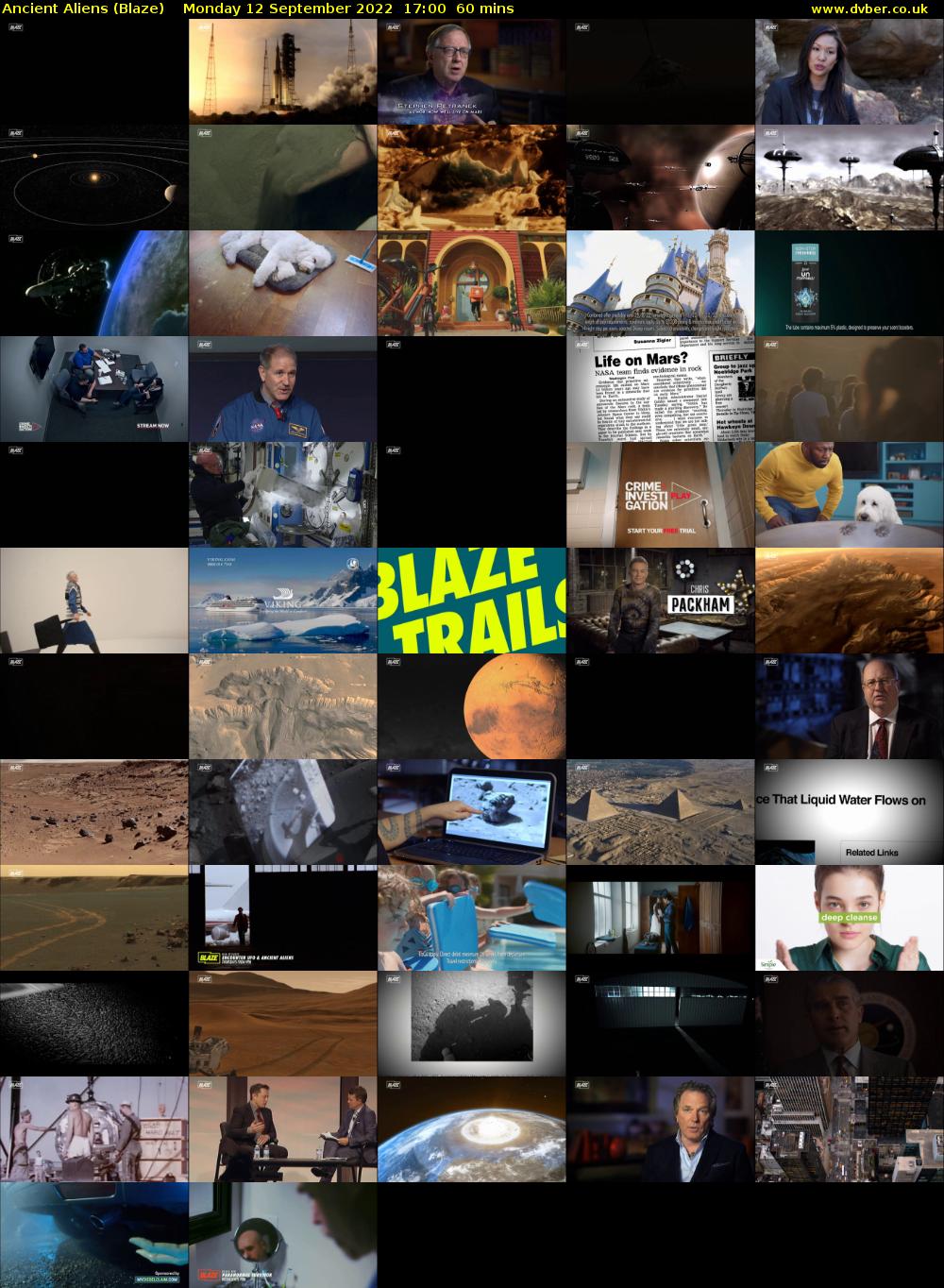 Ancient Aliens (Blaze) Monday 12 September 2022 17:00 - 18:00