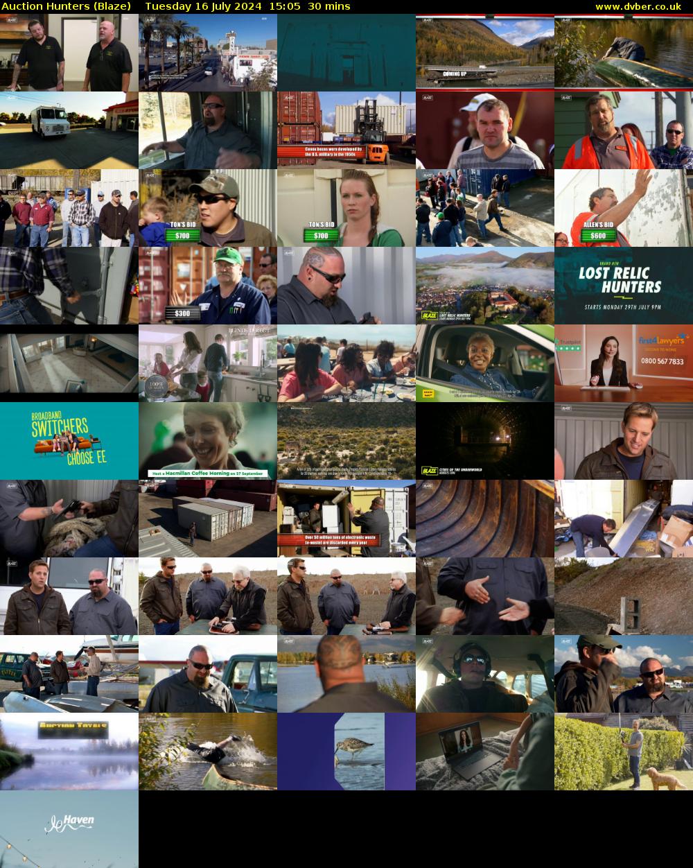 Auction Hunters (Blaze) Tuesday 16 July 2024 15:05 - 15:35