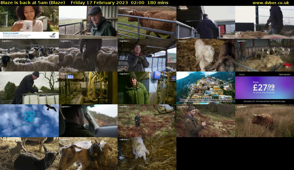 Blaze is back at 5am (Blaze) Friday 17 February 2023 02:00 - 05:00