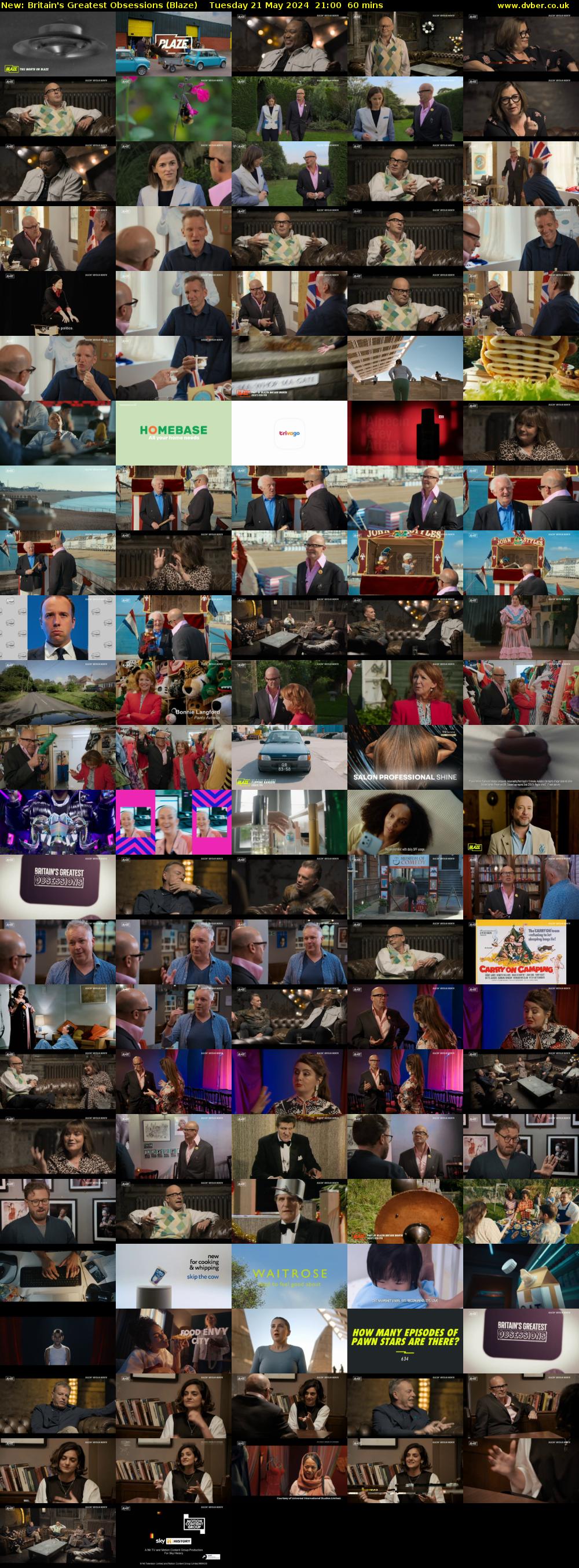 Britain's Greatest Obsessions (Blaze) Tuesday 21 May 2024 21:00 - 22:00