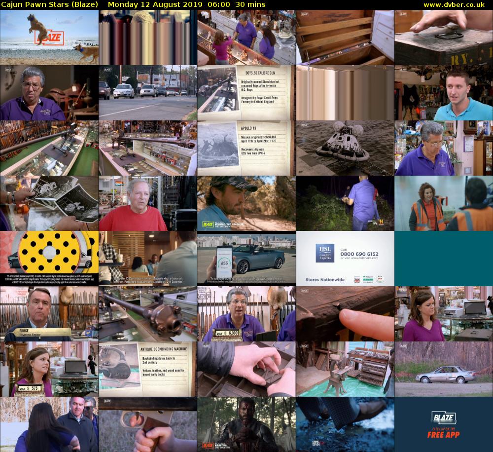 Cajun Pawn Stars (Blaze) Monday 12 August 2019 06:00 - 06:30