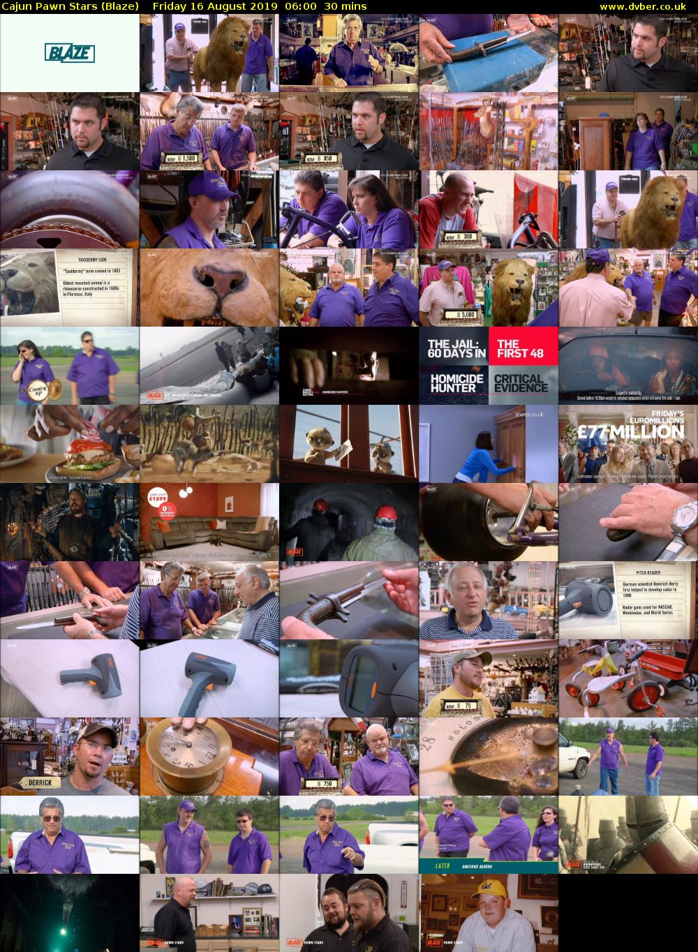 Cajun Pawn Stars (Blaze) Friday 16 August 2019 06:00 - 06:30