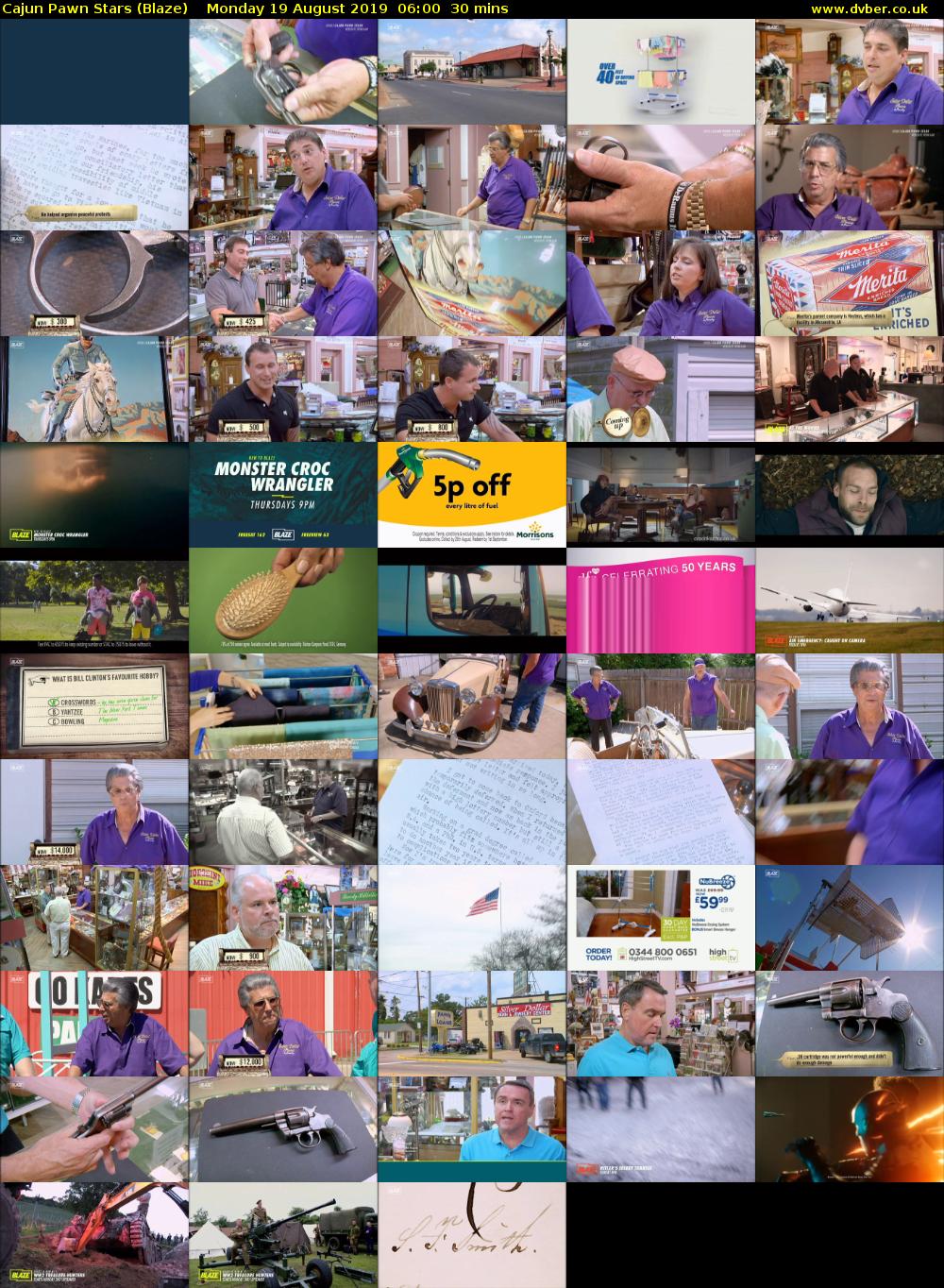 Cajun Pawn Stars (Blaze) Monday 19 August 2019 06:00 - 06:30