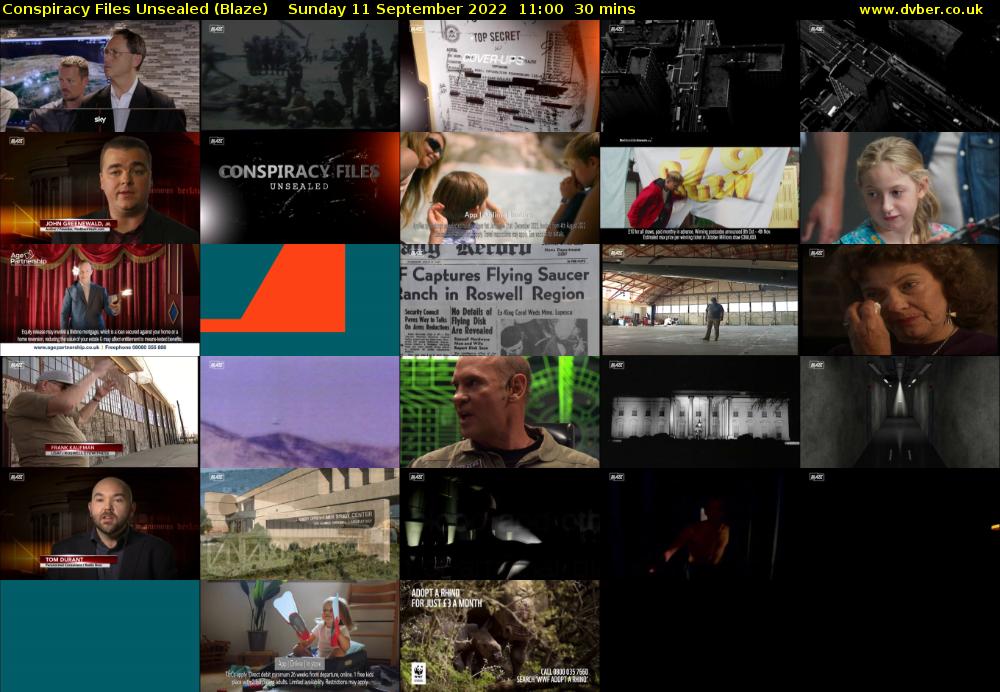 Conspiracy Files Unsealed (Blaze) Sunday 11 September 2022 11:00 - 11:30