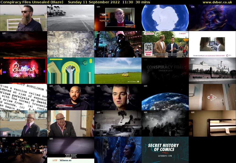 Conspiracy Files Unsealed (Blaze) Sunday 11 September 2022 11:30 - 12:00