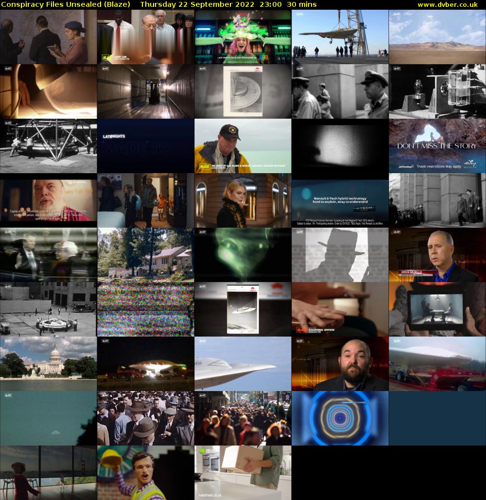 Conspiracy Files Unsealed (Blaze) Thursday 22 September 2022 23:00 - 23:30