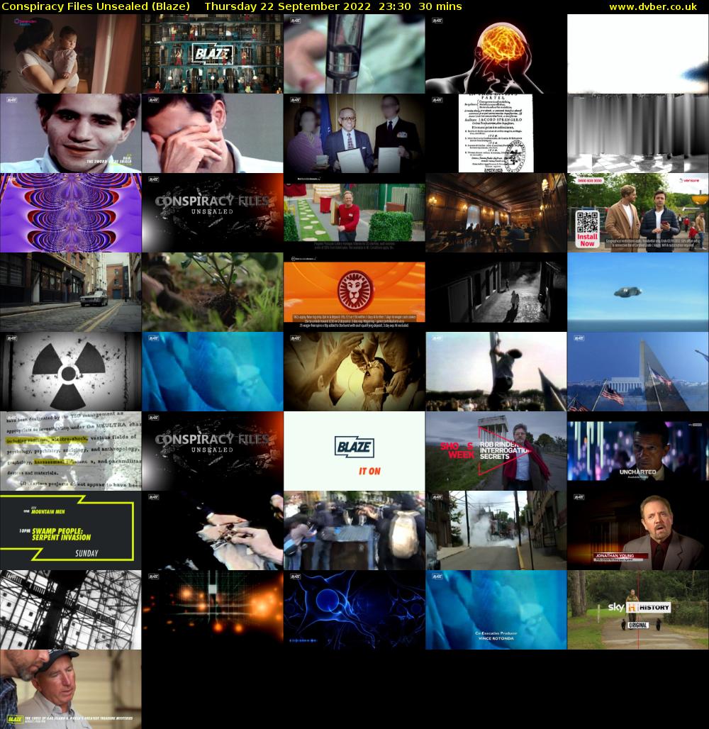 Conspiracy Files Unsealed (Blaze) Thursday 22 September 2022 23:30 - 00:00