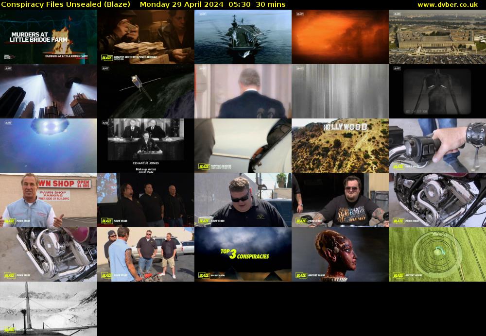 Conspiracy Files Unsealed (Blaze) Monday 29 April 2024 05:30 - 06:00