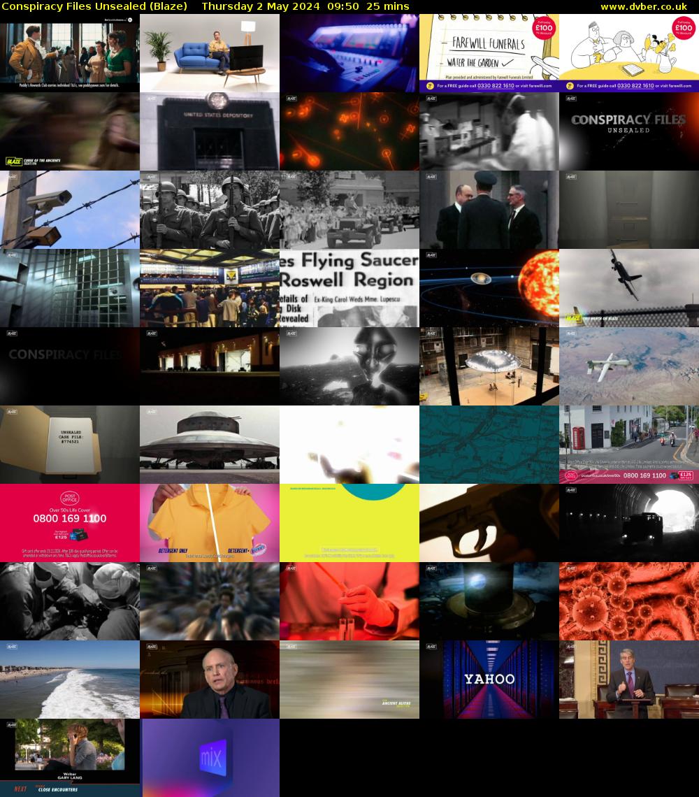 Conspiracy Files Unsealed (Blaze) Thursday 2 May 2024 09:50 - 10:15