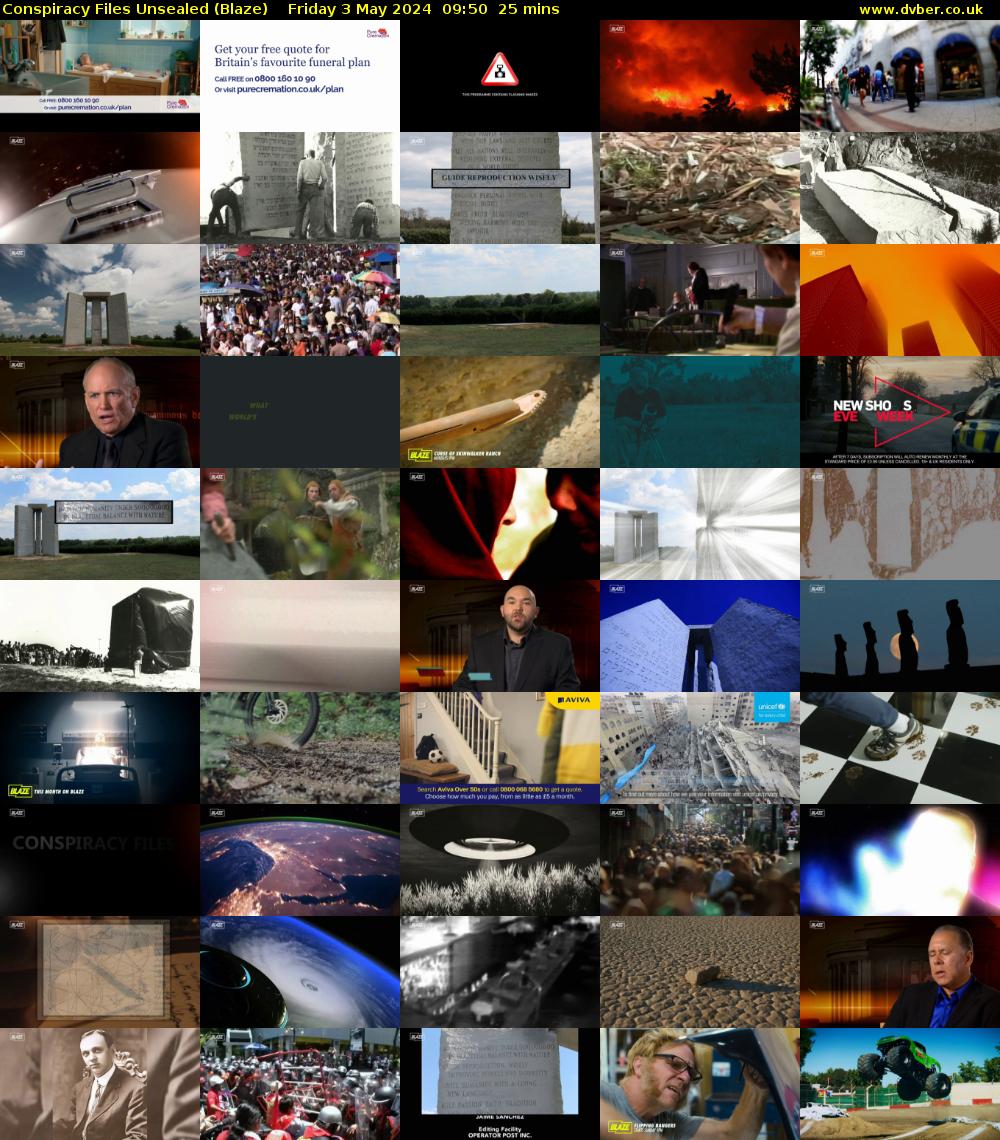 Conspiracy Files Unsealed (Blaze) Friday 3 May 2024 09:50 - 10:15