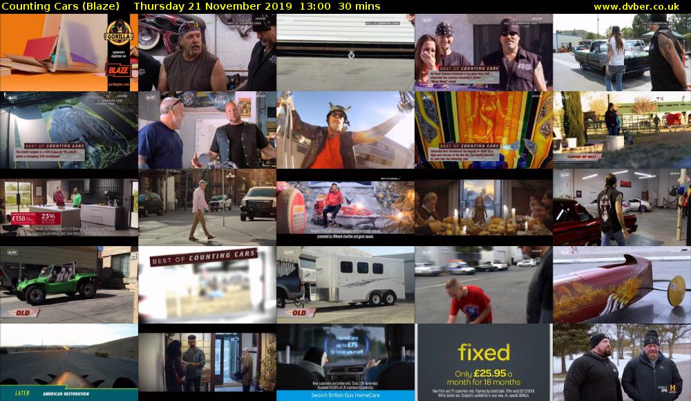 Counting Cars (Blaze) Thursday 21 November 2019 13:00 - 13:30