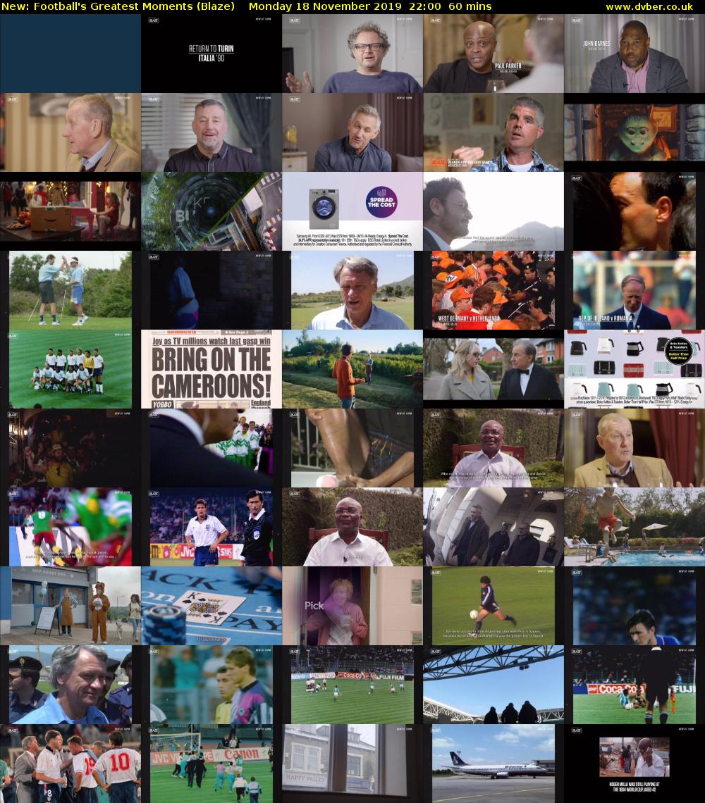 Football's Greatest Moments (Blaze) Monday 18 November 2019 22:00 - 23:00