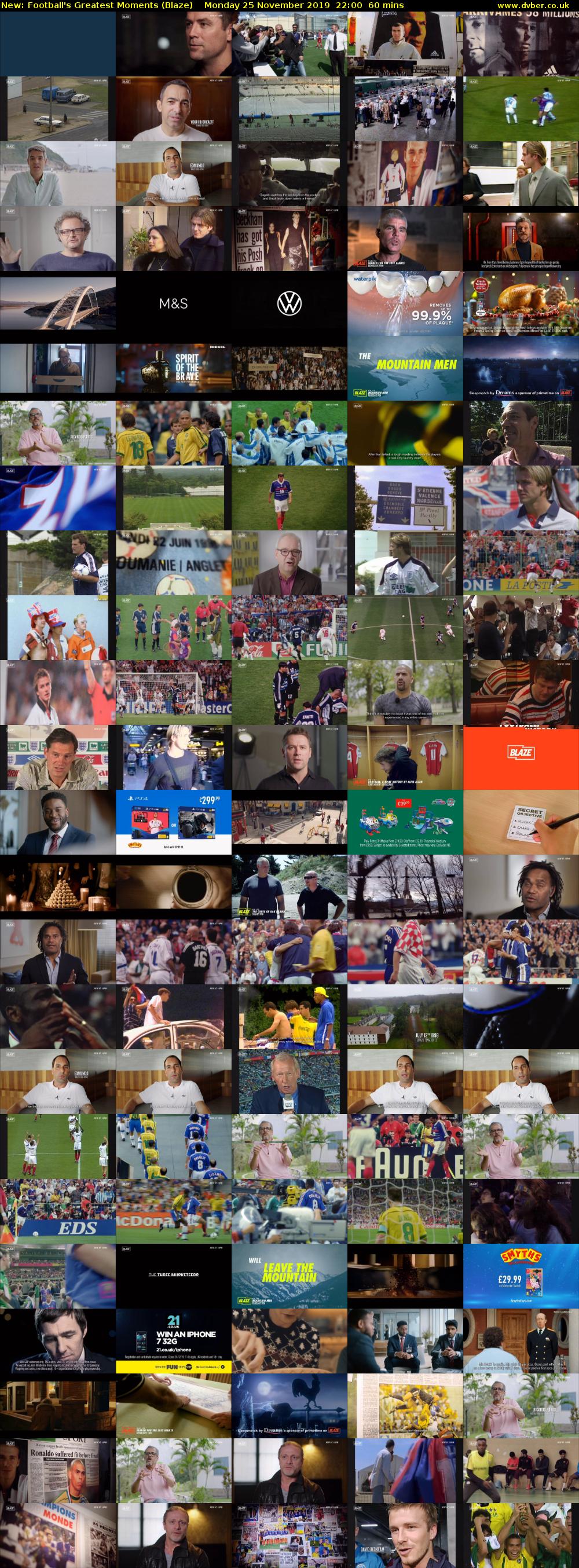 Football's Greatest Moments (Blaze) Monday 25 November 2019 22:00 - 23:00