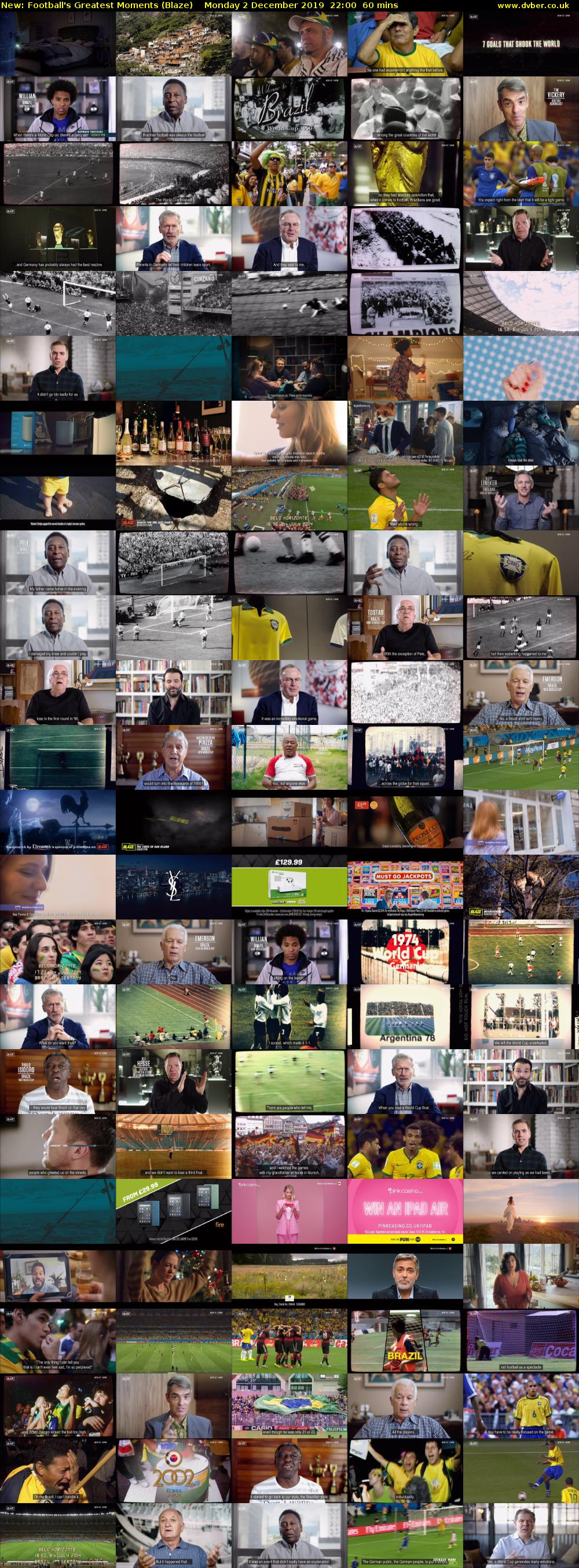 Football's Greatest Moments (Blaze) Monday 2 December 2019 22:00 - 23:00