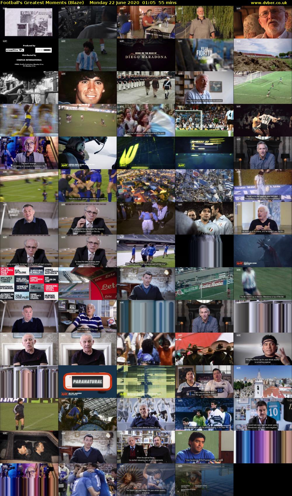 Football's Greatest Moments (Blaze) Monday 22 June 2020 01:05 - 02:00