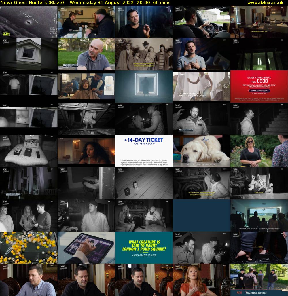 Ghost Hunters (Blaze) Wednesday 31 August 2022 20:00 - 21:00