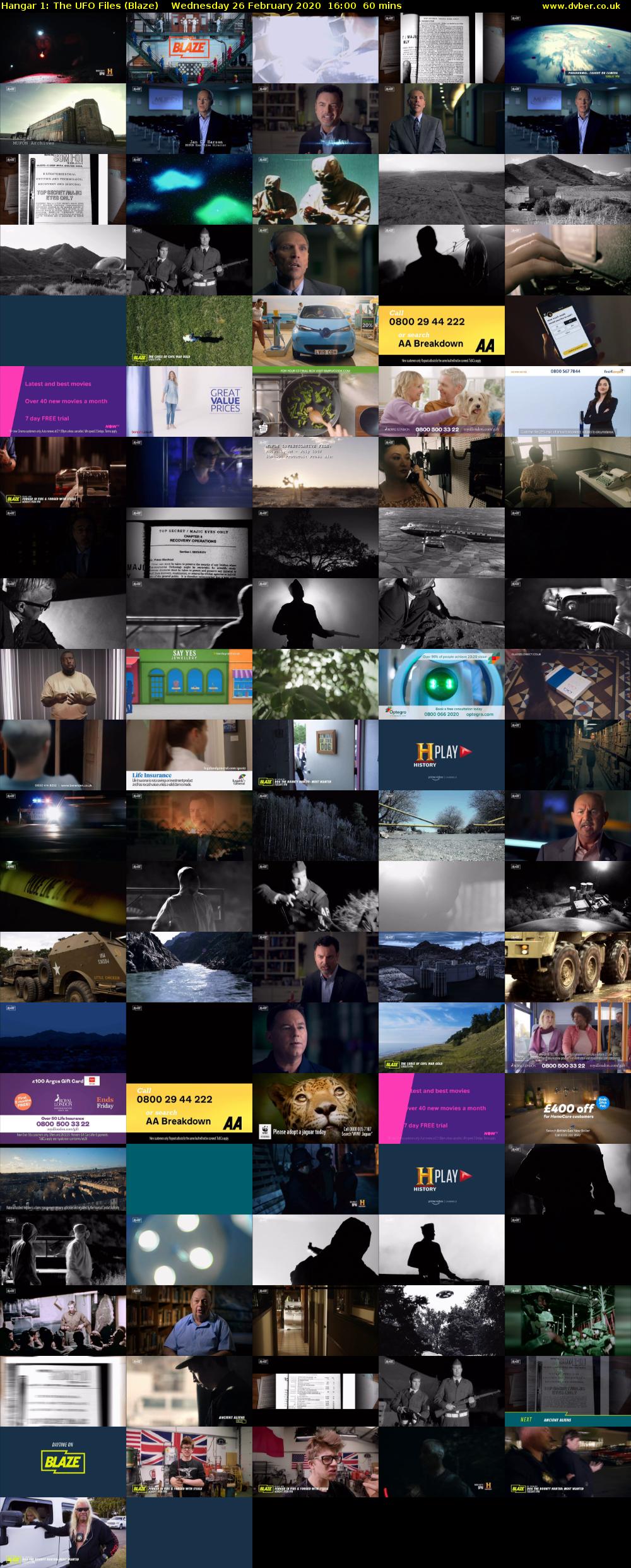 Hangar 1: The UFO Files (Blaze) Wednesday 26 February 2020 16:00 - 17:00