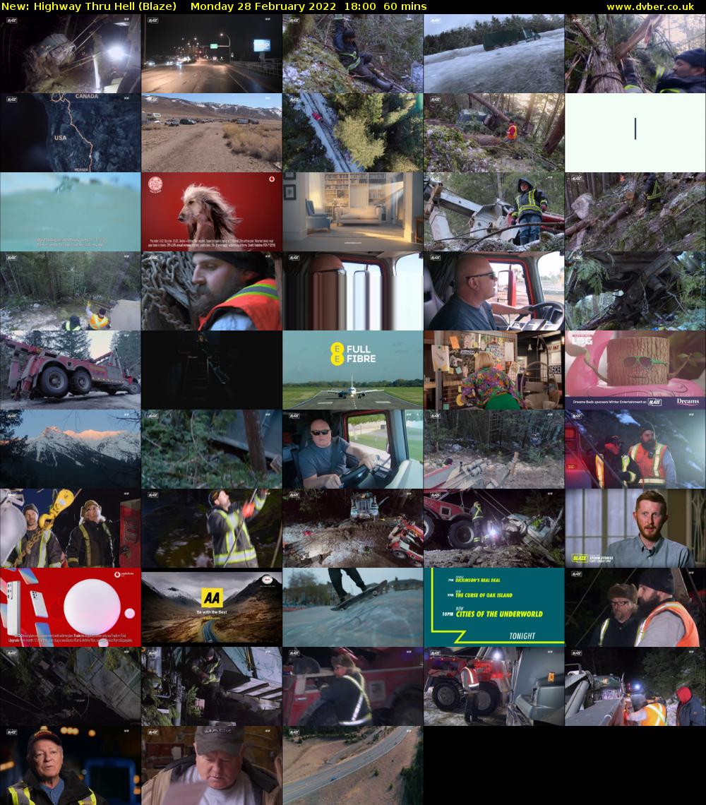 Highway Thru Hell (Blaze) Monday 28 February 2022 18:00 - 19:00