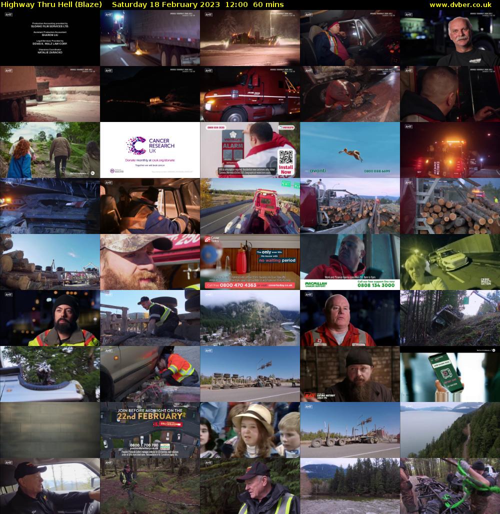 Highway Thru Hell (Blaze) Saturday 18 February 2023 12:00 - 13:00