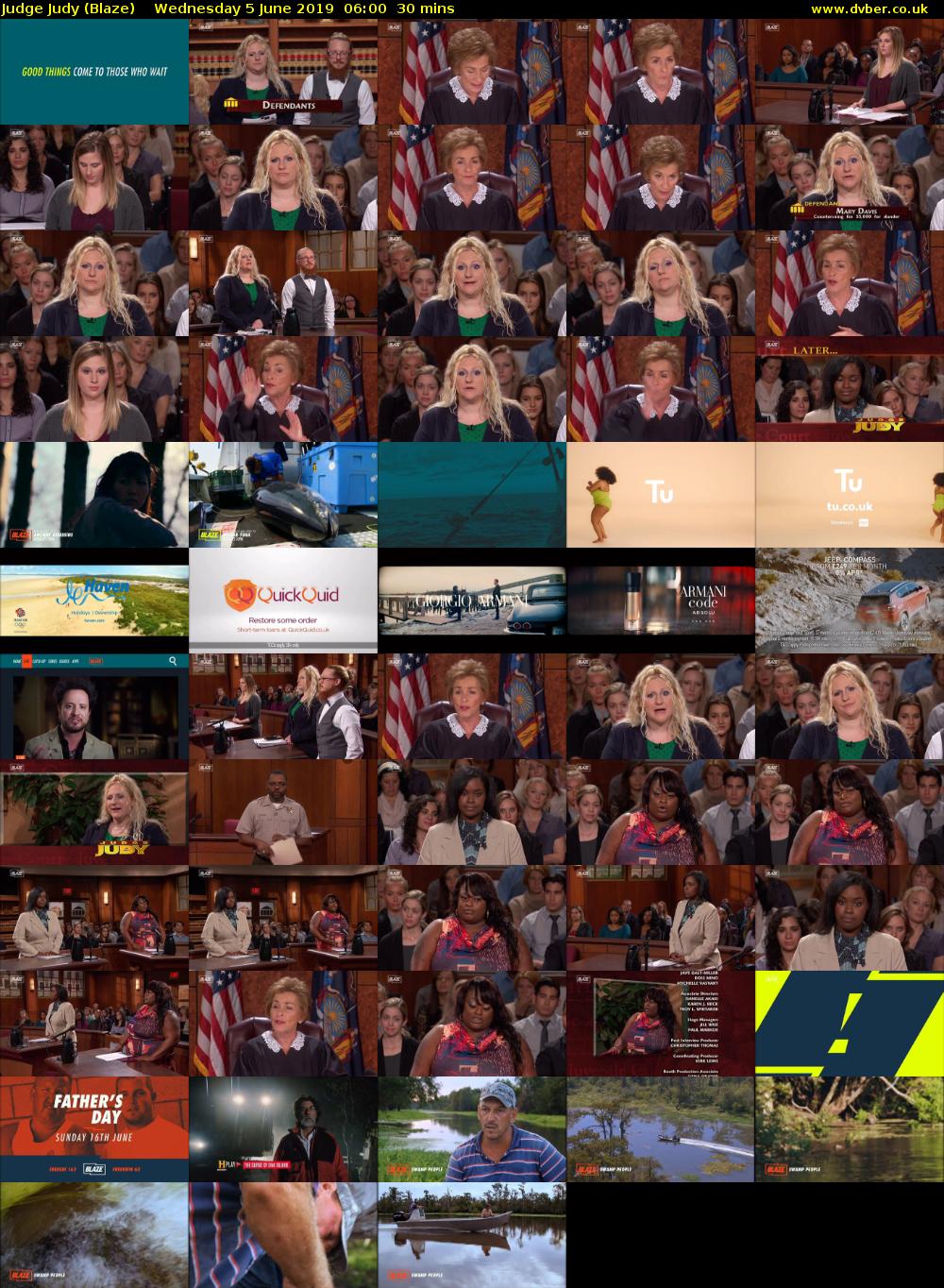 Judge Judy (Blaze) Wednesday 5 June 2019 06:00 - 06:30