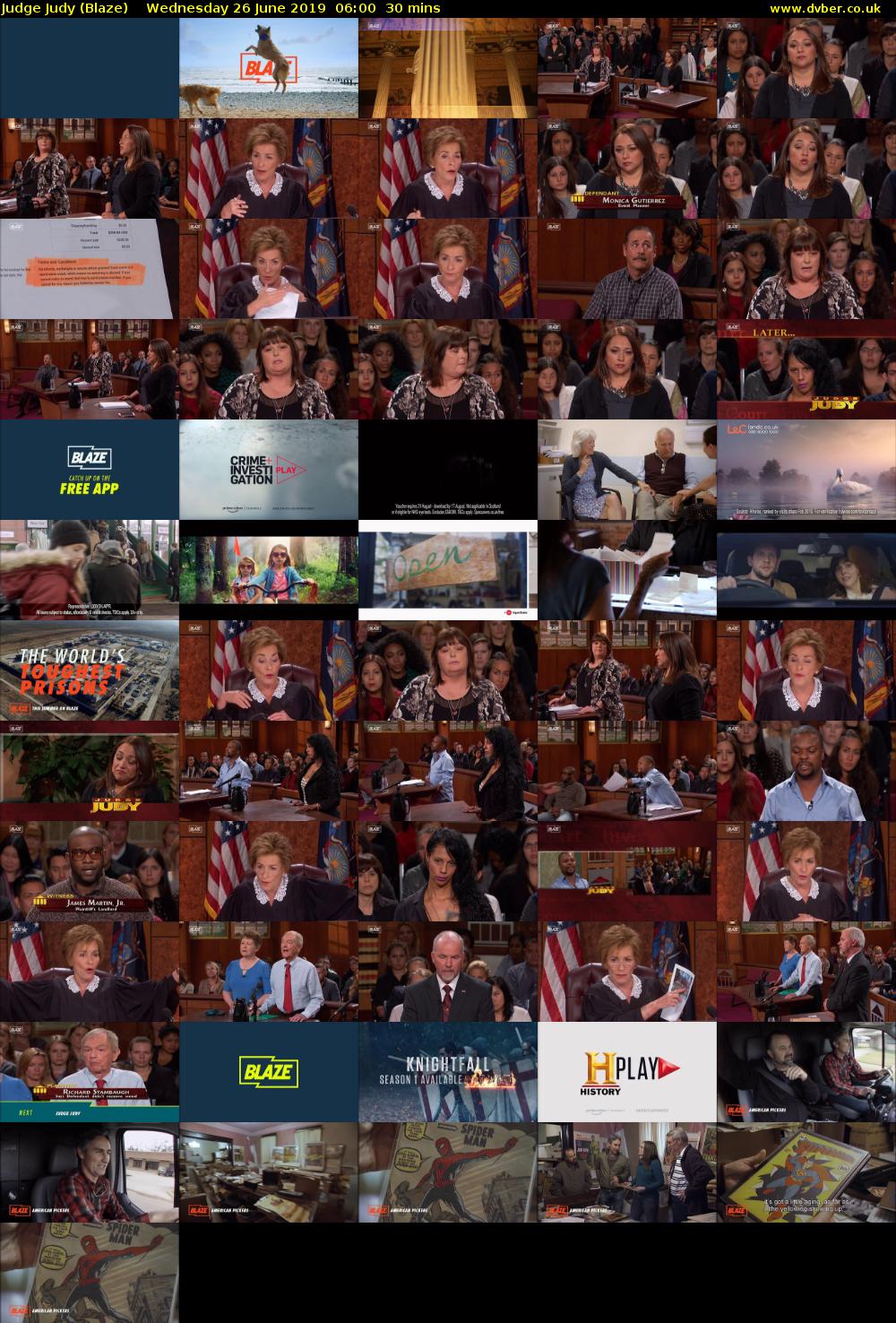 Judge Judy (Blaze) Wednesday 26 June 2019 06:00 - 06:30