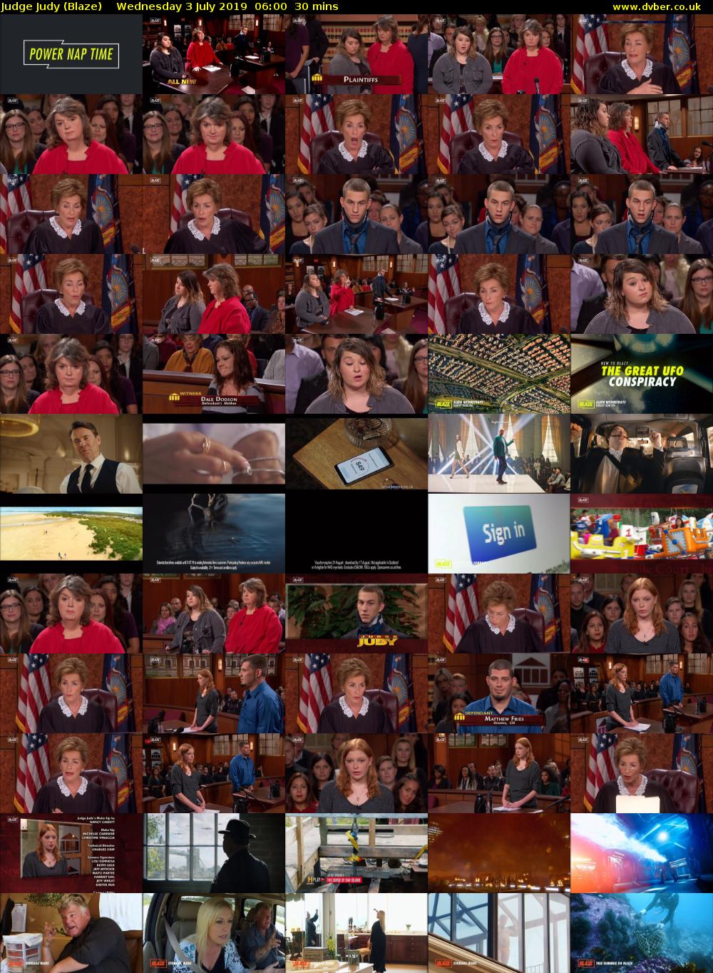 Judge Judy (Blaze) Wednesday 3 July 2019 06:00 - 06:30