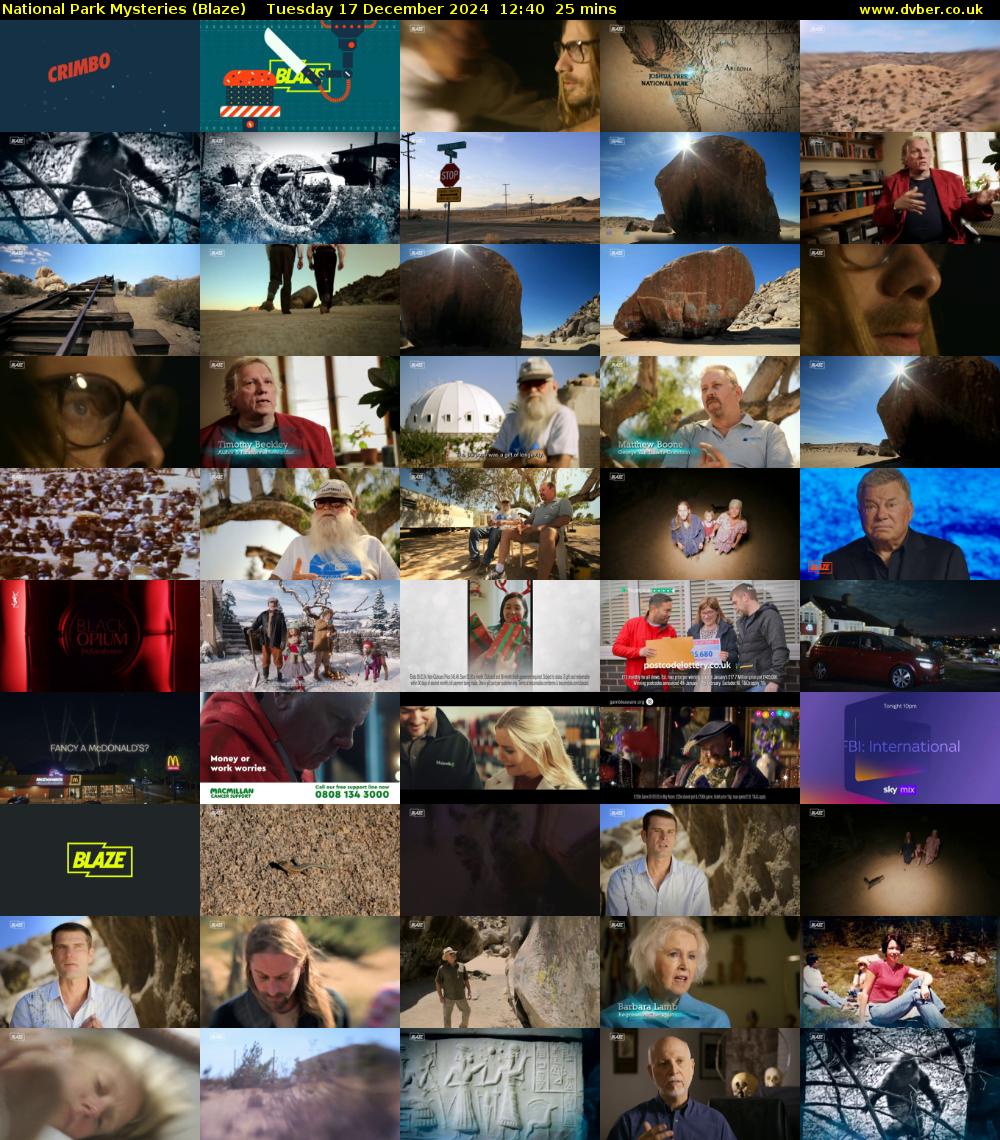 National Park Mysteries (Blaze) Tuesday 17 December 2024 12:40 - 13:05