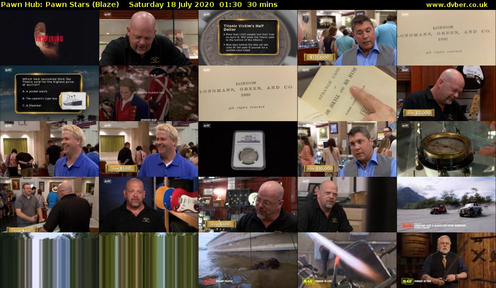 Pawn Hub: Pawn Stars (Blaze) Saturday 18 July 2020 01:30 - 02:00