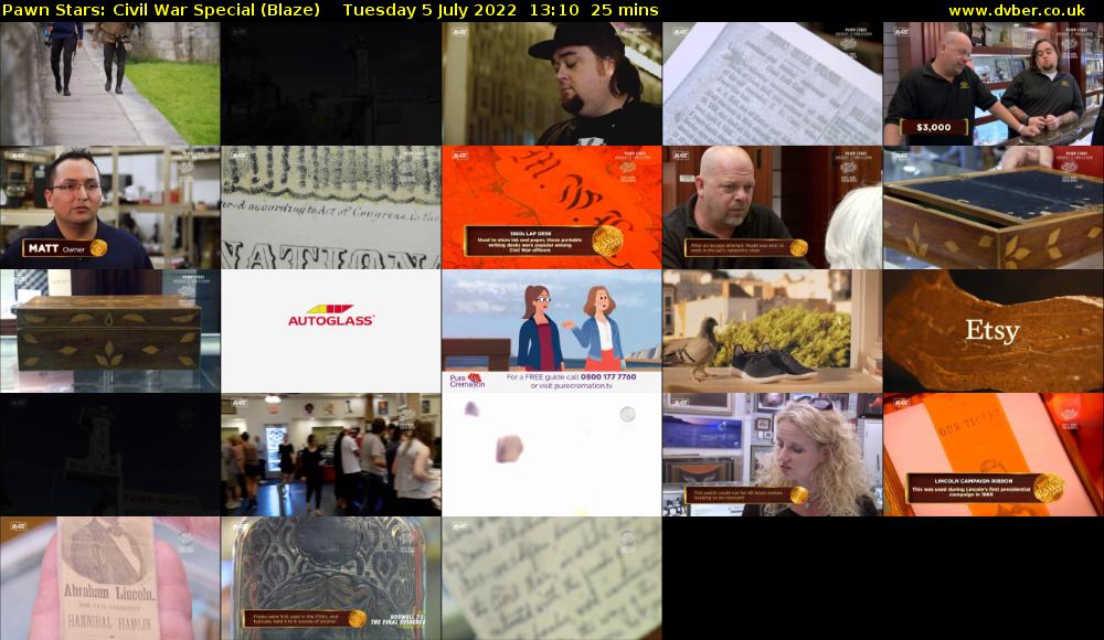 Pawn Stars: Civil War Special (Blaze) Tuesday 5 July 2022 13:10 - 13:35