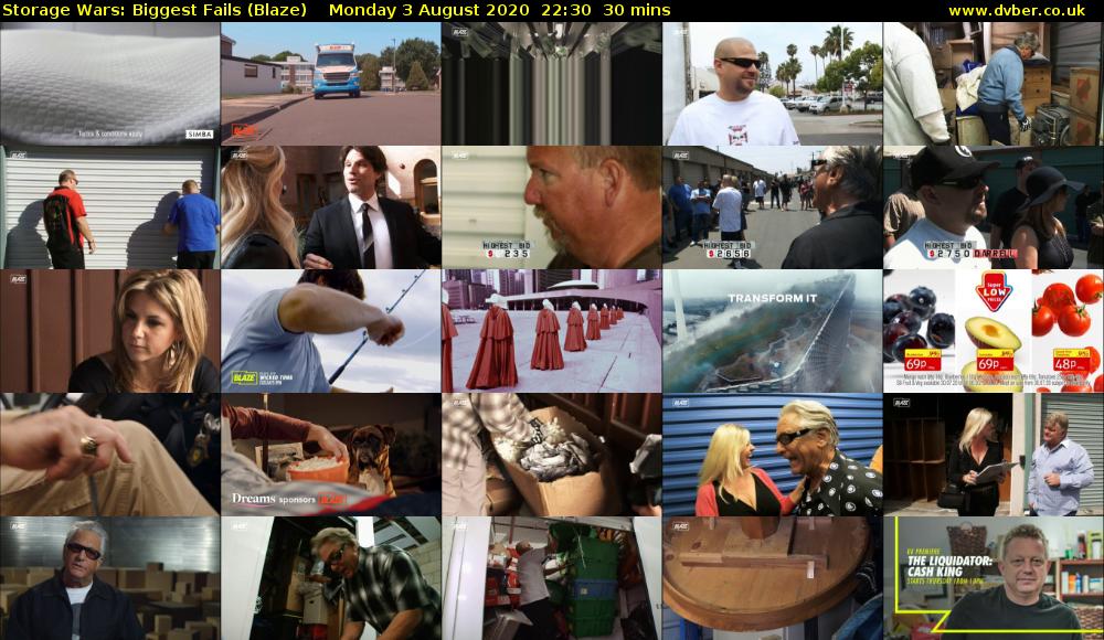 Storage Wars: Biggest Fails (Blaze) Monday 3 August 2020 22:30 - 23:00