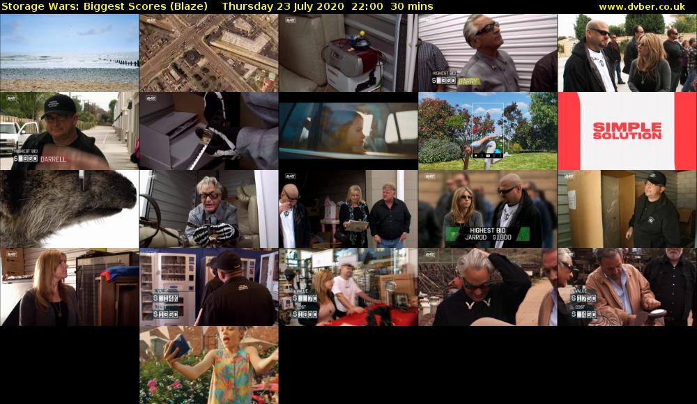 Storage Wars: Biggest Scores (Blaze) Thursday 23 July 2020 22:00 - 22:30