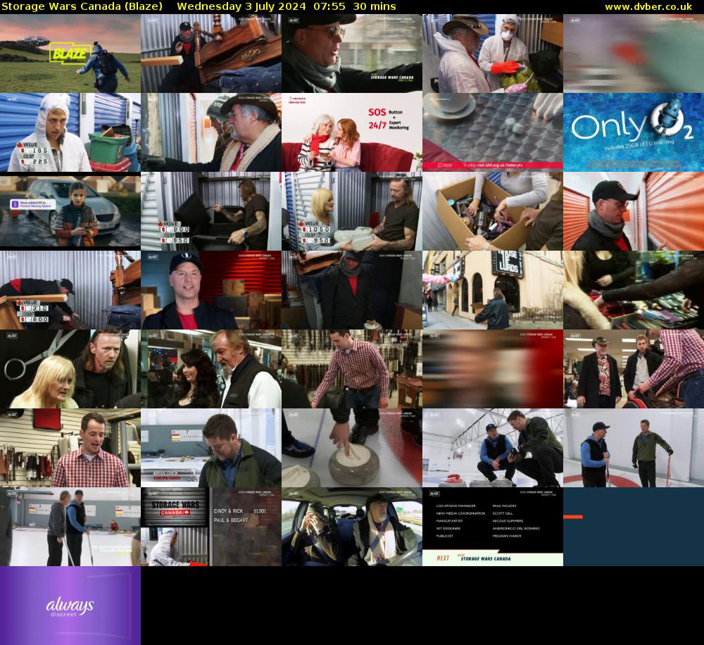 Storage Wars Canada (Blaze) Wednesday 3 July 2024 07:55 - 08:25