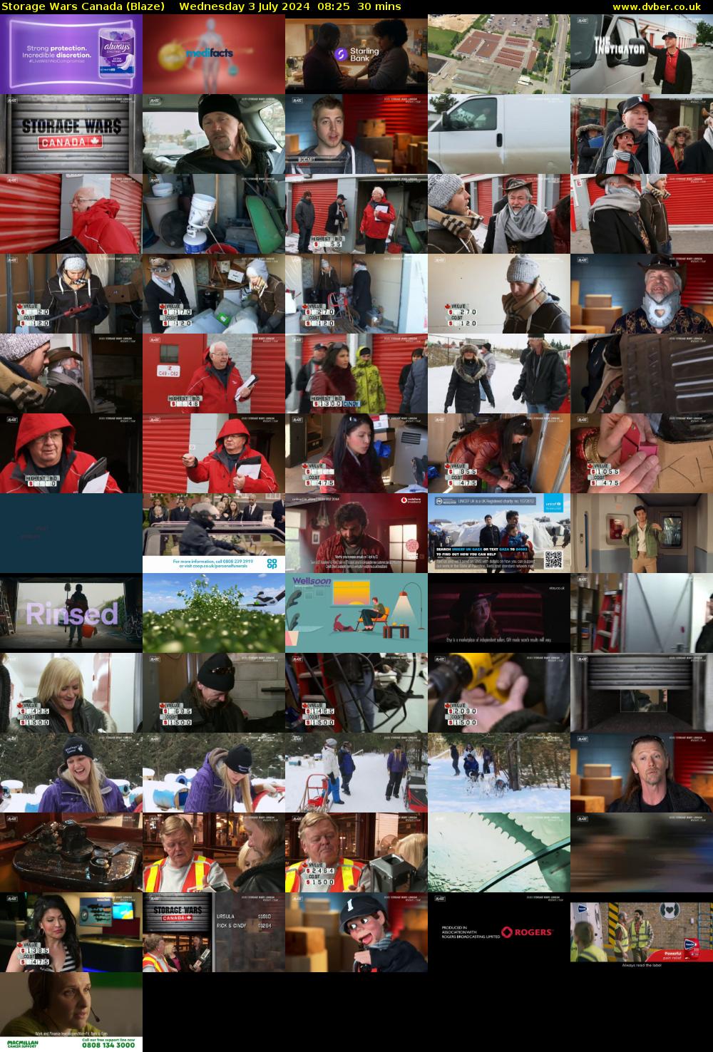 Storage Wars Canada (Blaze) Wednesday 3 July 2024 08:25 - 08:55
