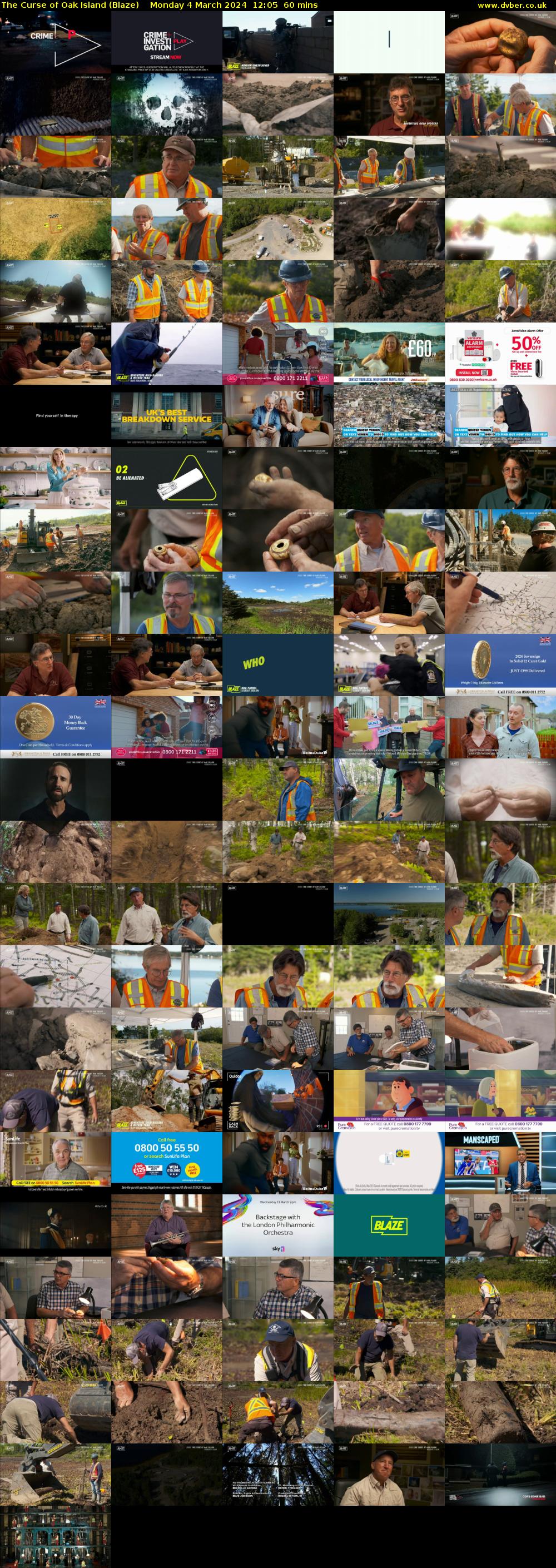 The Curse of Oak Island (Blaze) Monday 4 March 2024 12:05 - 13:05