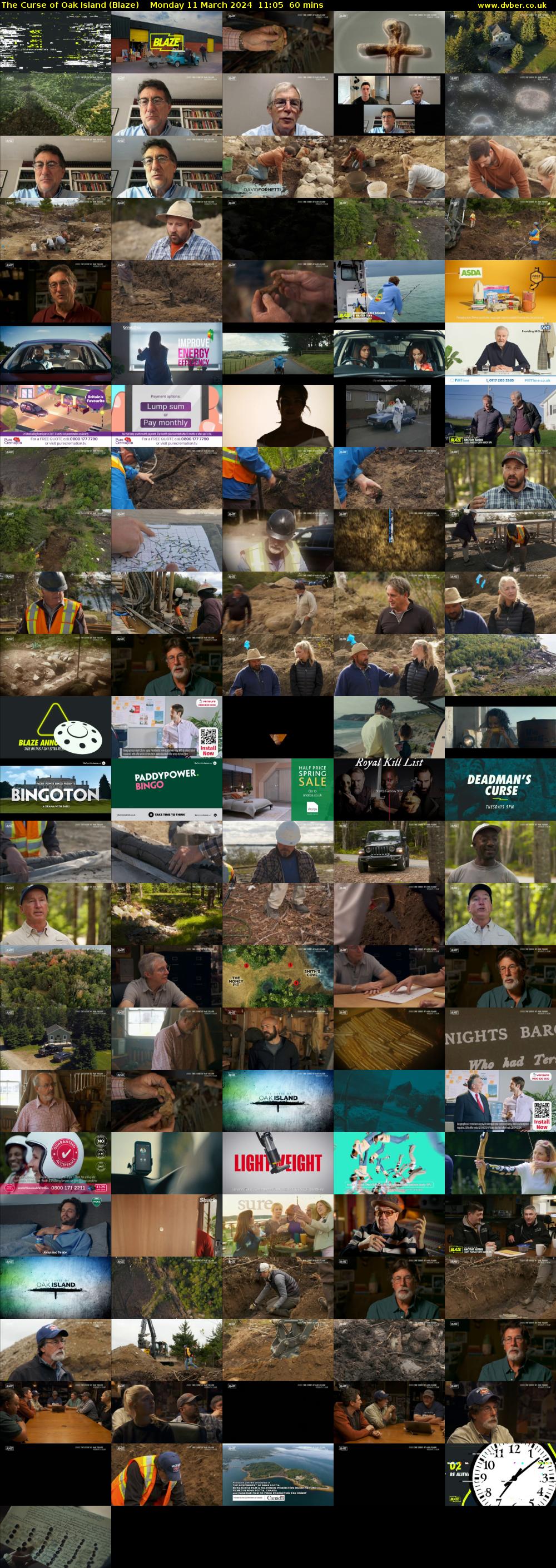 The Curse of Oak Island (Blaze) Monday 11 March 2024 11:05 - 12:05