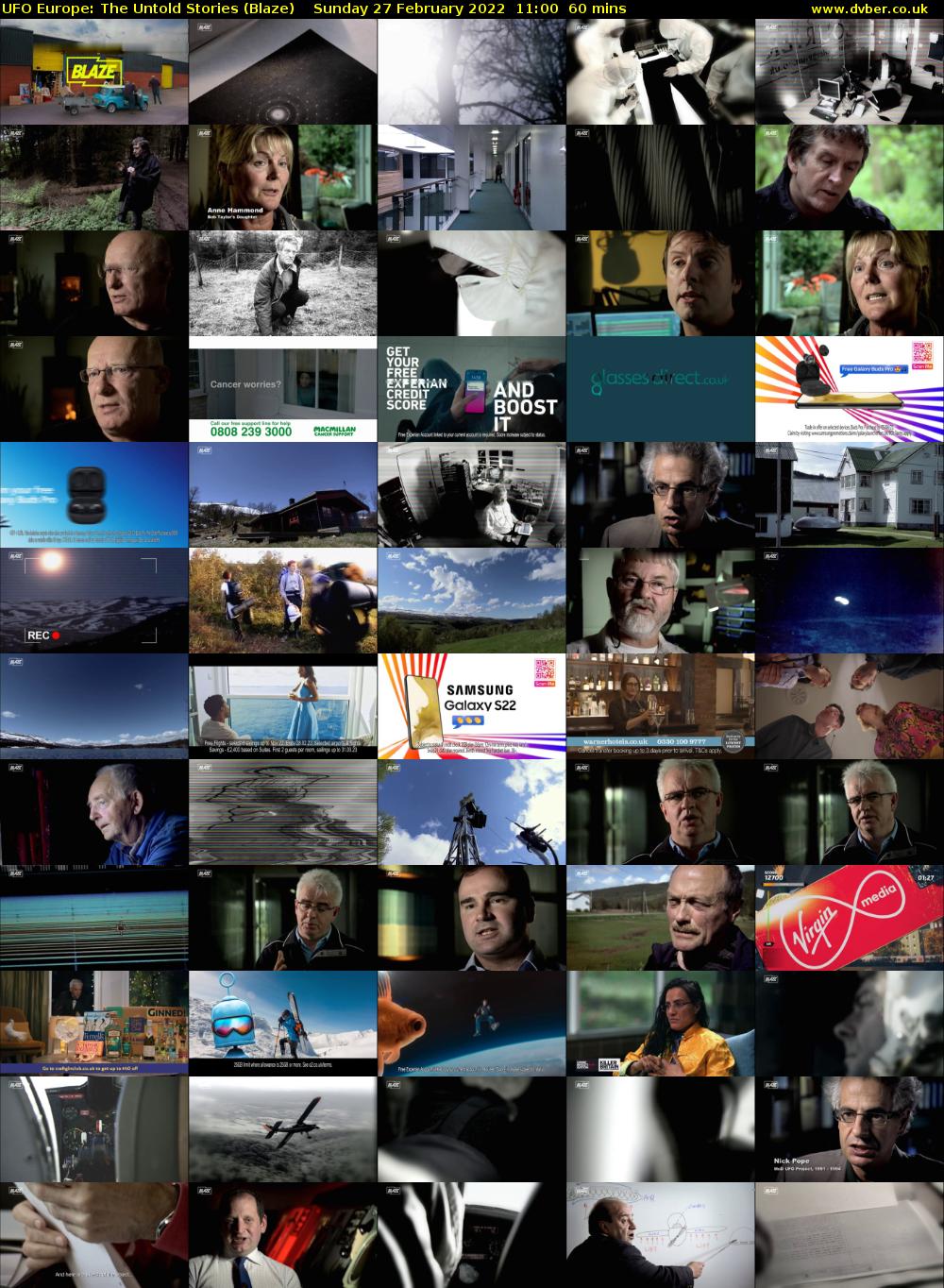 UFO Europe: The Untold Stories (Blaze) Sunday 27 February 2022 11:00 - 12:00