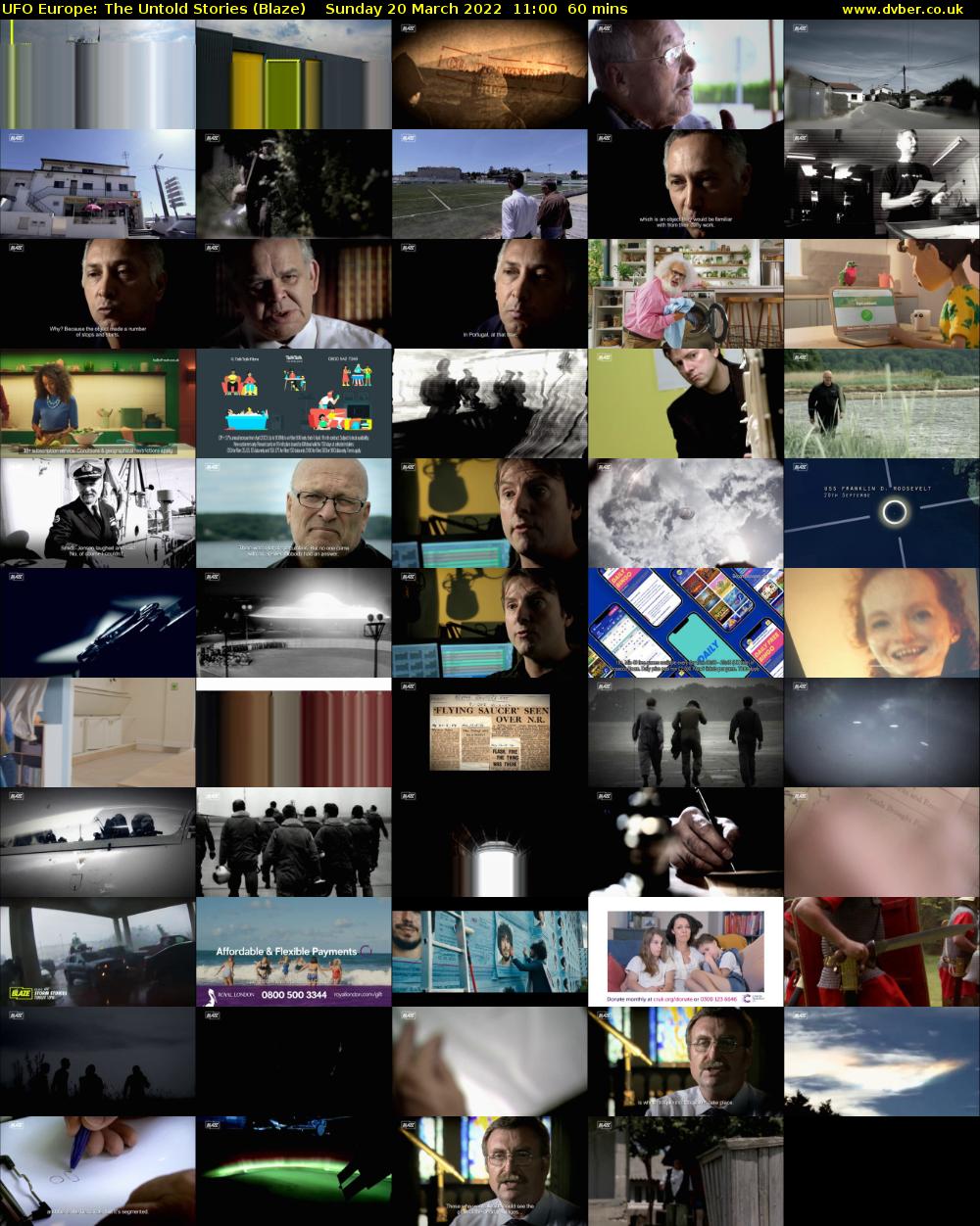 UFO Europe: The Untold Stories (Blaze) Sunday 20 March 2022 11:00 - 12:00