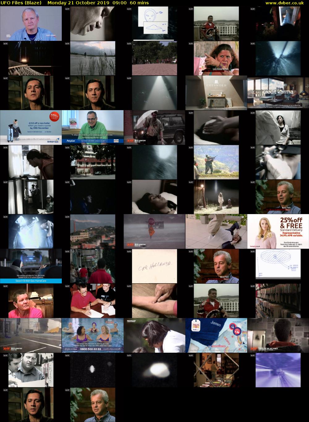 UFO Files (Blaze) Monday 21 October 2019 09:00 - 10:00