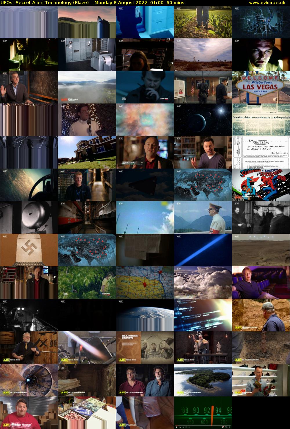 UFOs: Secret Alien Technology (Blaze) Monday 8 August 2022 01:00 - 02:00